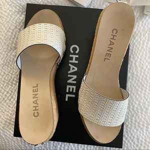 Chanel Mules Veau Fantai/ White/37H/B